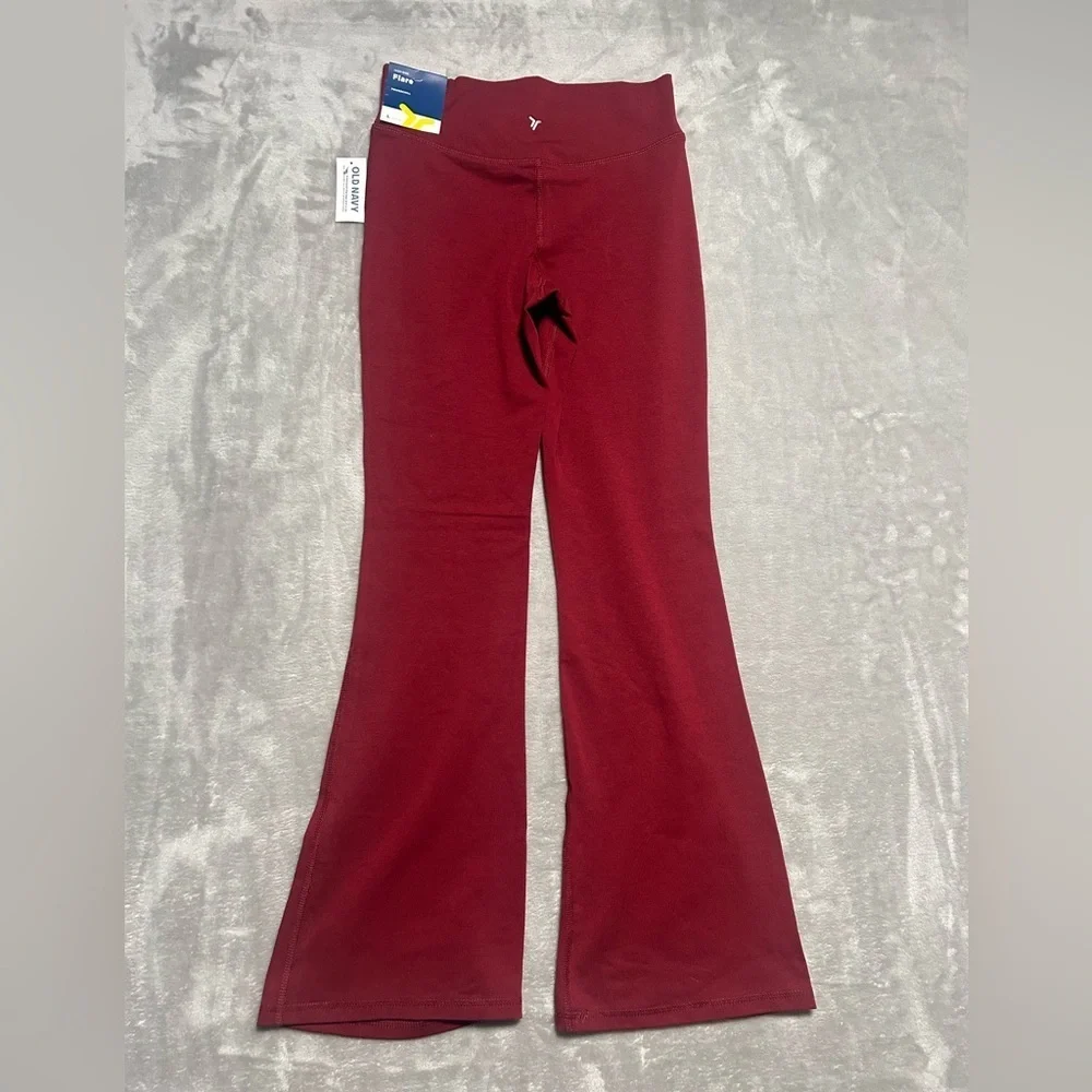 Old Navy Active Powerchill High Rise Flare Leggings Girls Large 10/12 Red Go-Dry